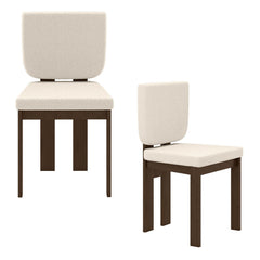 Set of 2 Sherpa Dining Chairs with Wide Seat and Square Walnut Frame