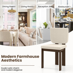 Set of 2 Sherpa Dining Chairs with Wide Seat and Square Walnut Frame
