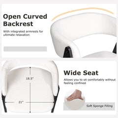Set of 4 Sherpa Dining Armchairs with Open Curved Back, Black A Shaped Frame