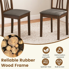 Set of 2 Split Splat Back Dining Chairs with Grey Linen Seat, Walnut Rubber Wood