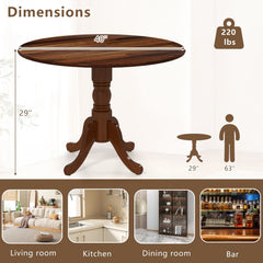 Wooden Dining Table with Round Tabletop and Curved Trestle Legs-Walnut