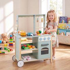Wooden Kitchen Playset with Cookware Accessories for Kids