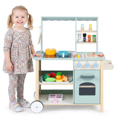 Wooden Kitchen Playset with Cookware Accessories for Kids
