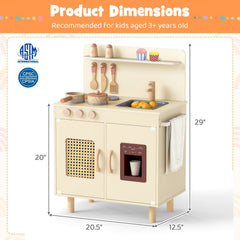 Wooden Pretend Kitchen Playset with Realistic Ice Maker-Yellow