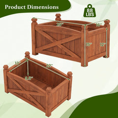 Wooden Raised Garden Bed, Drainage Holes for Patio Garden-S
