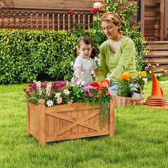 Wooden Raised Garden Bed, Drainage Holes for Patio Garden-S