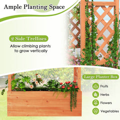 Patent Pending Wooden Raised Garden Bed with Trellis and Hanging Roof-Orange