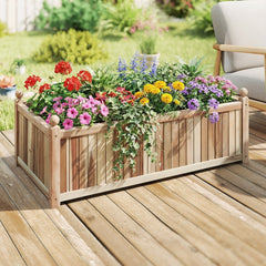 Wooden Raised Garden Bed Natural Acacia Wood Rectangular Planter Box with Liner-Natural