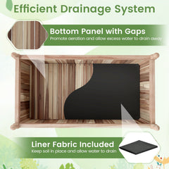 Wooden Raised Garden Bed Natural Acacia Wood Rectangular Planter Box with Liner-Natural