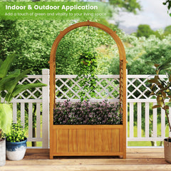 Wooden Raised Garden Bed with Lattice Trellis and Arched Roof-Orange
