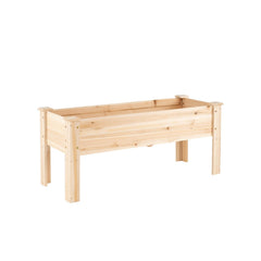Wooden Raised Garden Bed with Legs 175 LBS Heavy-Duty Elevated Planter Box with Drainage Holes-Natural