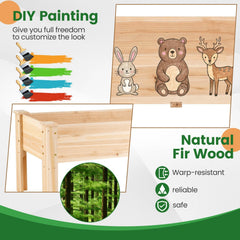 Wooden Raised Garden Bed with Legs 175 LBS Heavy-Duty Elevated Planter Box with Drainage Holes-Natural