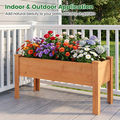 Wooden Raised Garden Bed with Legs Elevated Planter Box with Drainage Holes-Orange
