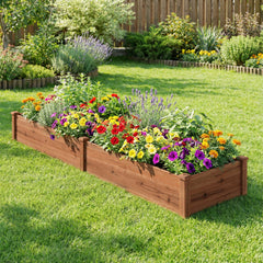 Wooden Vegetable Raised Garden Bed for Backyard Balcony Patio-Brown