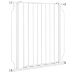 30"- 45" Easy Install Pet Gate w/ Door & Double Locking System, Extra Wide Dog Gate for Stairs, Hallways, White