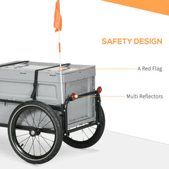 Steel Trailer for Bike, Bicycle Cargo Trailer with Foldable Storage Box and Safe Reflectors, Max Load 88LBS, Black