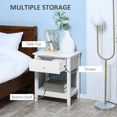 Modern Style Nightstand, Small End Table with Drawer and Storage Shelf for Bedroom, Living Room, Black