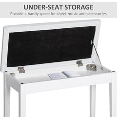 30" Piano Bench with Padded Cushion and Storage, Faux Leather Keyboard Bench with Solid Wood Legs, Black