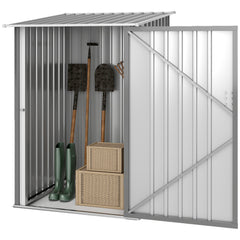 Garden Tool Storage Shed, Small Steel Shed with Lockable Door for Garden & Patio, Galvanized Steel Construction, Dark Gray