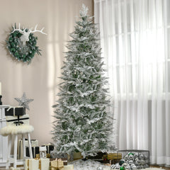 6 Feet Pencil Snow Flocked Artificial Christmas Tree with 517 Realistic Cypress Branches, Auto Open, Green