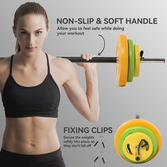 44lbs Adjustable Barbell Weight Set with Non-slip Handle for Home Gym