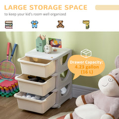 3 Tier Kids Toy Organizer and Storage Bins with 3 Plastic Drawers, Blue