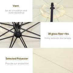 10' Deluxe Patio Umbrella Outdoor Market Parasol Banana Hanging Offset Sunshade Crank Cross Base Black