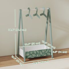 Kids Clothing Rack with Storage Shelf, Hangers, for Nursery Room, Living Room, Playroom, Green