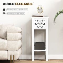 Nightstand Set of 2 with Drawer and Open Storage Shelf Black
