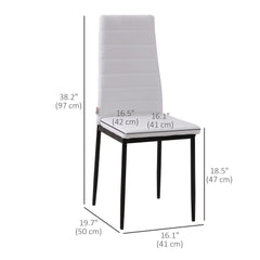 High Back Dining Chairs, Modern Upholstered Linen Fabric Accent Chairs with Metal Legs for Kitchen, Set of 4, White