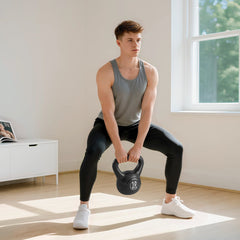 22lb Fitness Kettlebell, Plastic Exercise Weight, Weightlifting Tools with Sand, Handle, Noise Reduction for Home, Gym