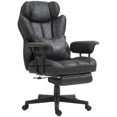 Big and Tall Office Chair with Foot Rest, 400LBS High Back Desk Chair with Padded Armrests, Lumbar Support, Black