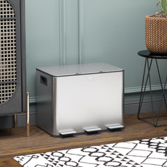 Garbage Bin, Soft-Close Trash Can with Foot Pedal, 3x5 Gallon (3x20 L) Garbage Can with Removable Inner Buckets, Black