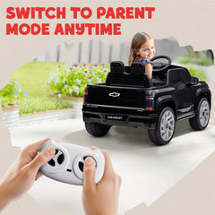 12V CHEVROLET SILVERADO EV RST Licensed Kids Car w/ Remote, Spring Suspension, Soft Start, Training Wheels, Black