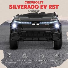 12V CHEVROLET SILVERADO EV RST Licensed Kids Car w/ Remote, Spring Suspension, Soft Start, Training Wheels, Black