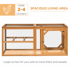 55" Wooden Chicken Coop Extension Outdoor with Roosting Bars, Combinable Design, Orange