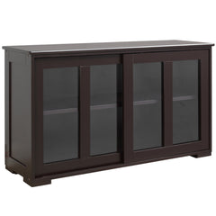 Modern Kitchen Sideboard, Stackable Storage Cabinet, Sliding Glass Door Console, Cupboard Serving Buffet for Kitchen & Dining Room, Black