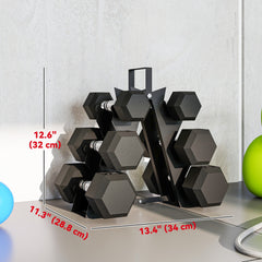 60 LBS Hex Dumbbell Set with Rack, Rubber Coated Weights with Non-Slip Handles for Home Gym Strength Training