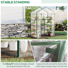 56" x 29" x 77" Portable Walk-in Greenhouse Garden Flower Plant Growing Warm House w/ 4 Tier Shelves and Roll Up Zippered Door, Transparent