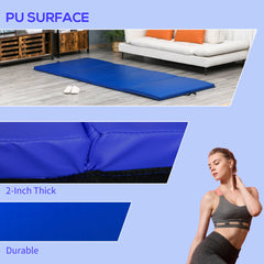 4'x10'x2" Folding Gymnastics Tumbling Mat, Exercise Mat with Carrying Handles for Yoga, MMA, Martial Arts, Dark Blue
