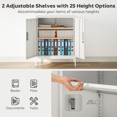 Office Storage Cabinet with Lock, Filing Cabinet with Adjustable Shelves and Doors for Home Office, Garage, Black