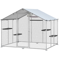 Large Catio Outdoor Cat Enclosure with Waterproof Cover, Walk-in Cat Patio w/ 5 Adjustable Platforms & Hammock 79" W