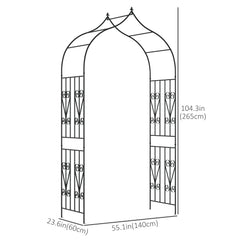 8.7FT Garden Arch Trellis, Outdoor Wedding Arbor for Ceremony with Scrollwork Design for Climbing Roses, Vines and Plants