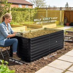 5' x 3' x 2' Raised Garden Bed, Galvanized Planter Box for Growing Flowers, Herbs and Vegetables, Black