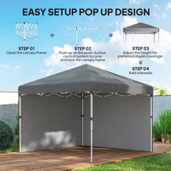 10' x 10' Pop Up Canopy with Sidewalls, Roller Bag, Height Adjustable Instant Tent for Outdoor, Garden, Patio, Black