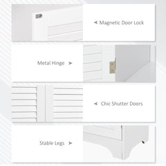 Tall Bathroom Storage Cabinet, Slim Bathroom Cabinet with 4 Shutter Doors and Adjustable Shelves, Toilet Vanity Cabinet, Narrow Organizer, White
