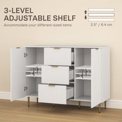Modern Kitchen Storage Cabinet, Sideboard Buffet Cabinet w/ 3 Drawers and Adjustable Shelves for Kitchen Hallway, Black