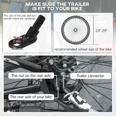 2-in-1 Bike Trailer for Kids, Foldable 2-Seat Baby Stroller with 5-Point Harness, Rubber Wheels, Storage Bag, Black