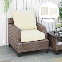 Patio Chair Cushions, Thick Deep Seat Outdoor Seat Cushion with Back Cushion, Cream White