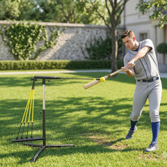 Baseball Hitting Trainer with 4 Power Bands, 32.7"-43.3" Adjustable Batting Practice Equipment with Stakes, Carry Bag